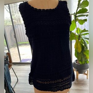 Navy crocheted  sleeveless top by Talbots.  Size L